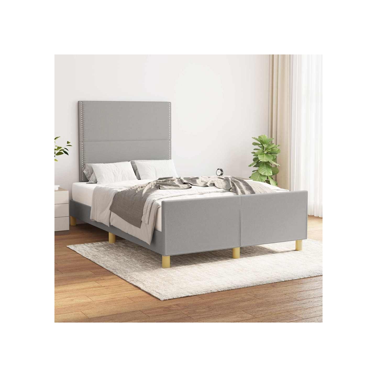 Cadre de lit sans matelas gris clair 120x200 cm tissu