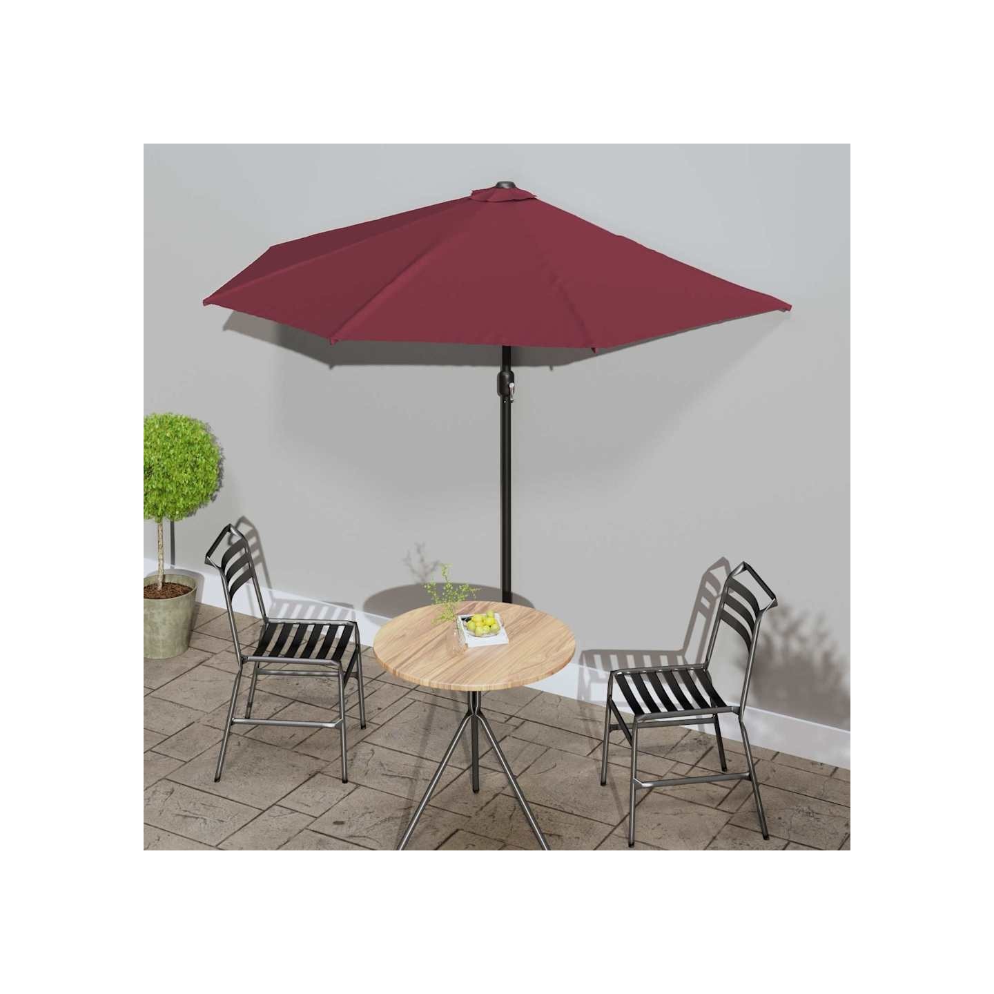 Parasol de balcon mât en aluminium Bordeaux 270x144x222 cm Demi