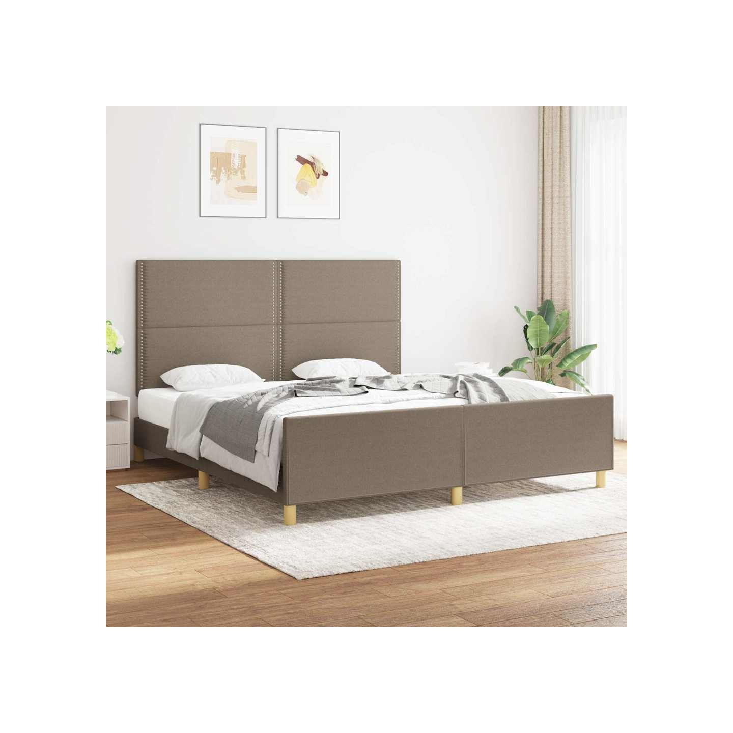 Cadre de lit sans matelas taupe 180x200 cm tissu