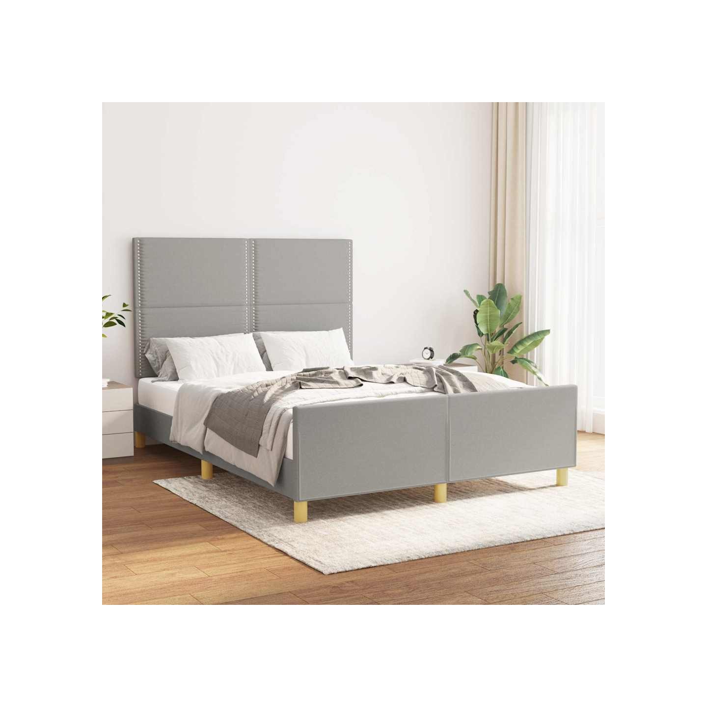 Cadre de lit sans matelas gris clair 140x200 cm tissu