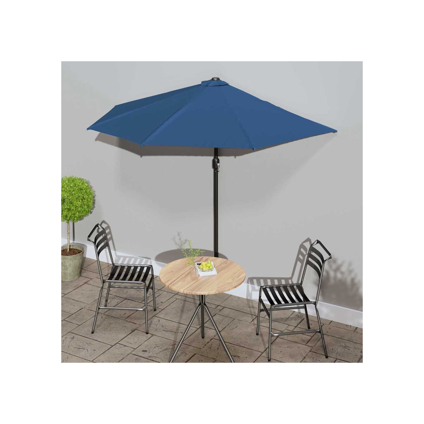 Parasol de balcon avec mât en aluminium Bleu 270x144x222cm Demi