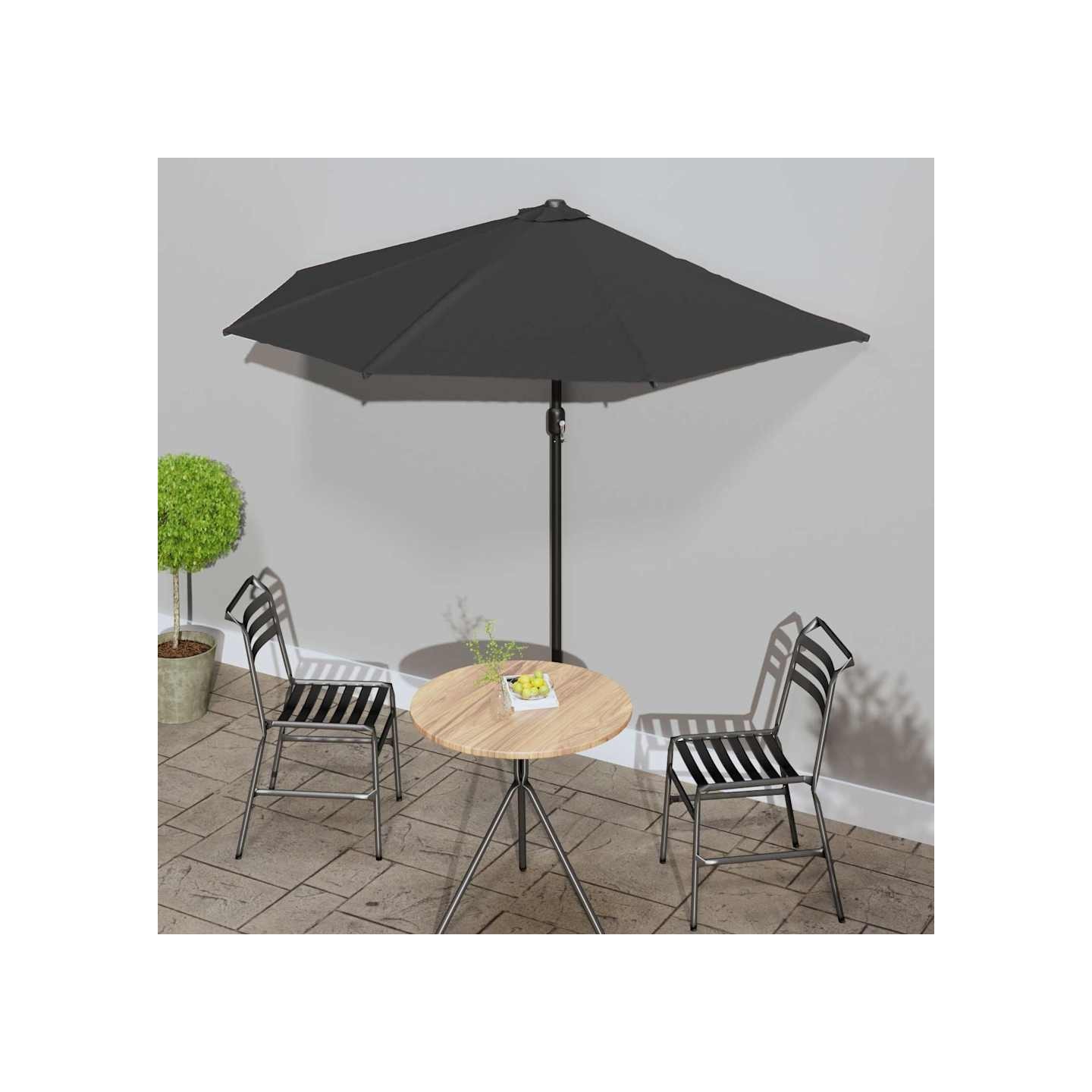 Parasol de balcon avec mât en aluminium Noir 270x144x222cm Demi