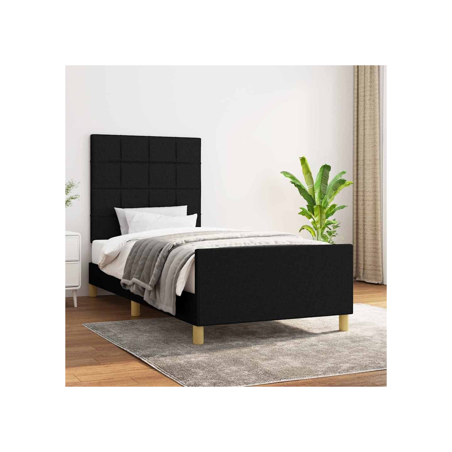 Cadre de lit sans matelas noir 80x200 cm tissu