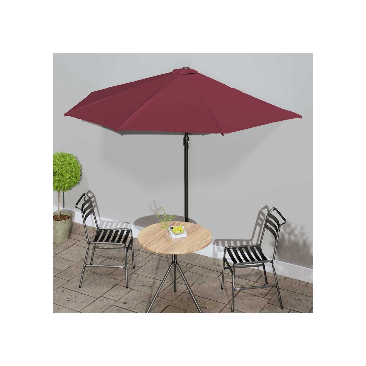 Parasol de balcon mât en aluminium Bordeaux 300x155x223 cm Demi