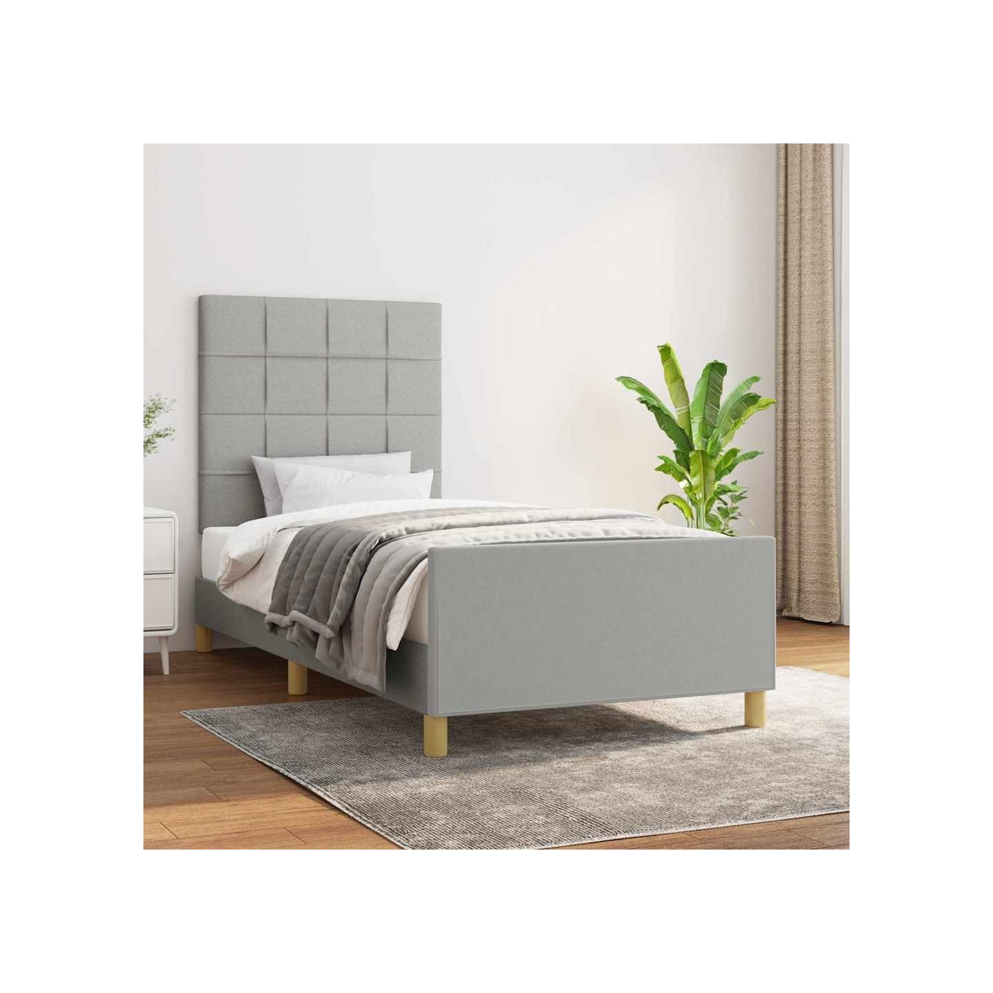 Cadre de lit sans matelas gris clair 80x200 cm tissu