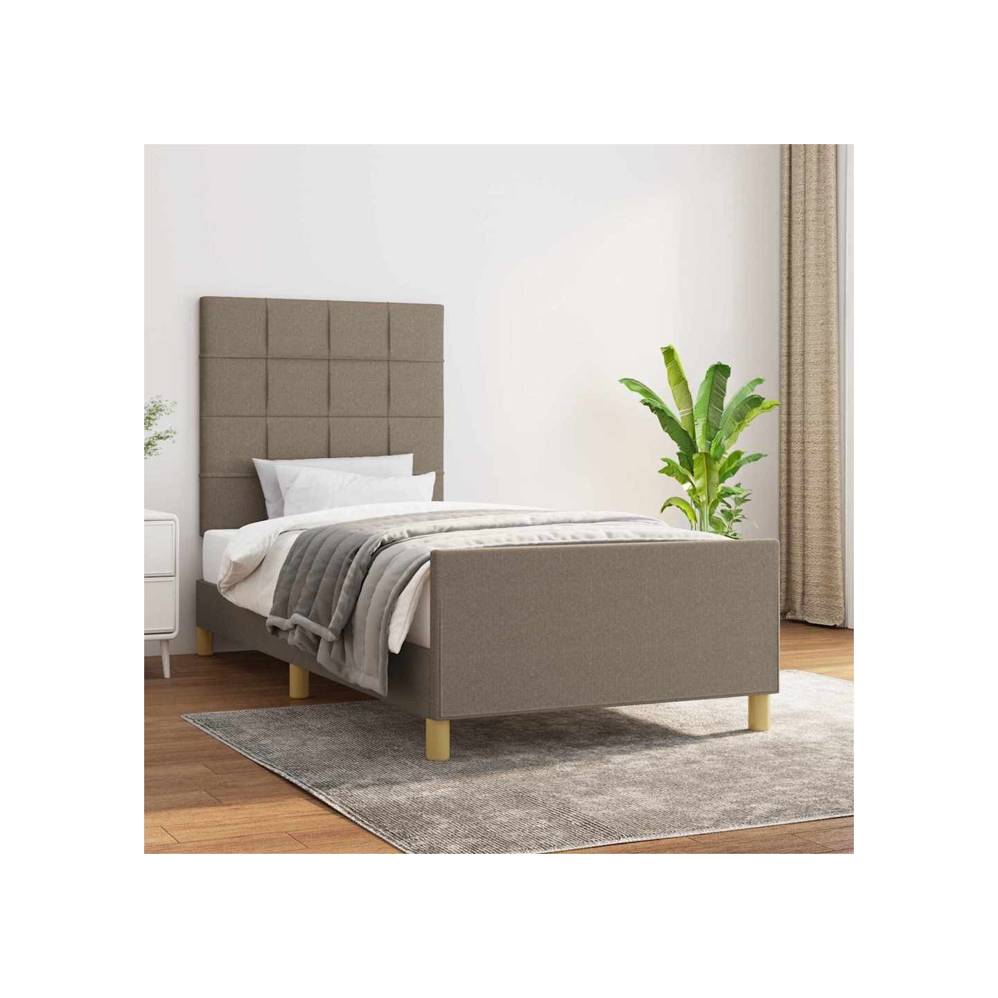 Cadre de lit sans matelas taupe 90x190 cm tissu
