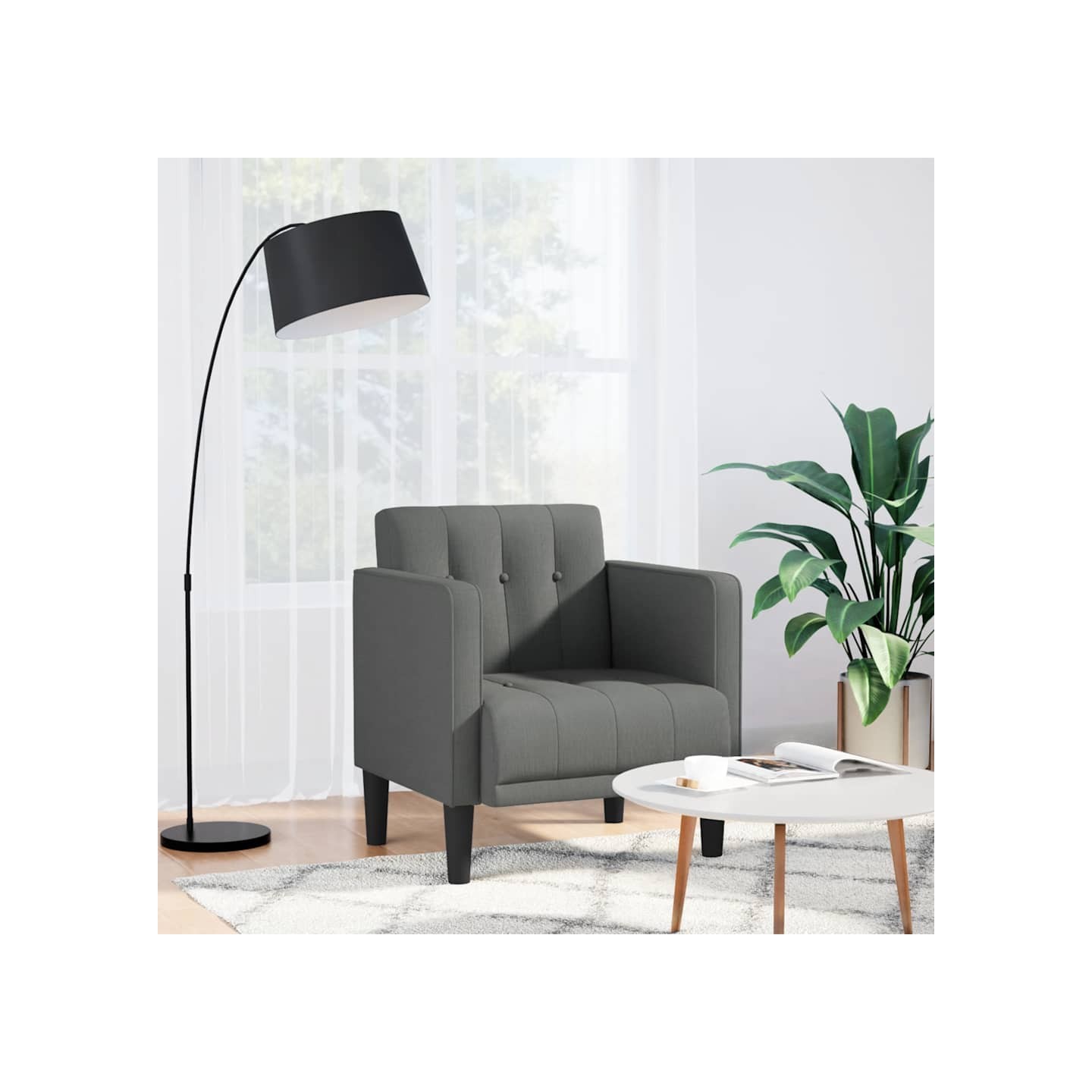 Canapé-chaise accoudoirs gris foncé 53 cm tissu