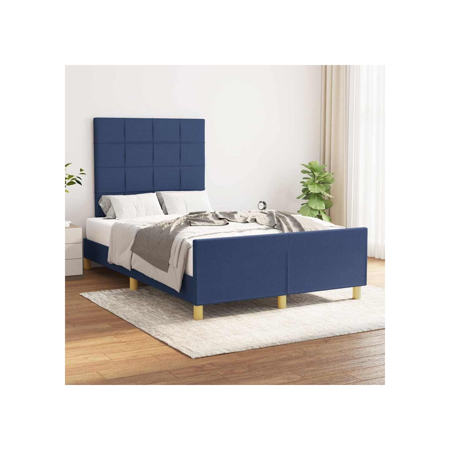 Cadre de lit sans matelas bleu 120x200 cm tissu