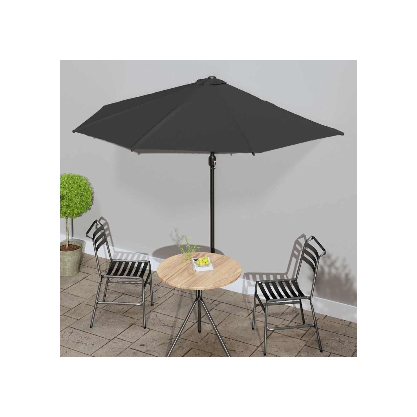 Parasol de balcon avec mât en aluminium Noir 300x155x223cm Demi