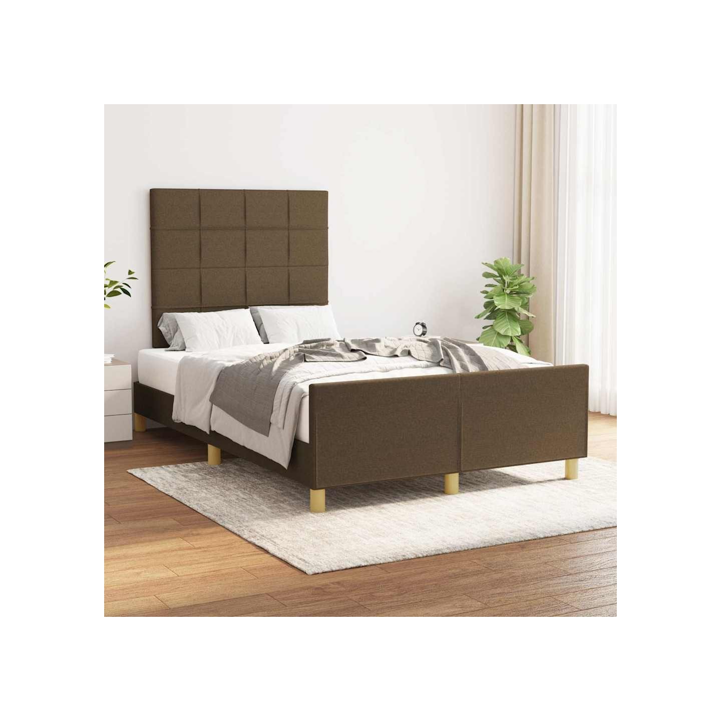 Cadre de lit sans matelas marron foncé 120x200 cm tissu