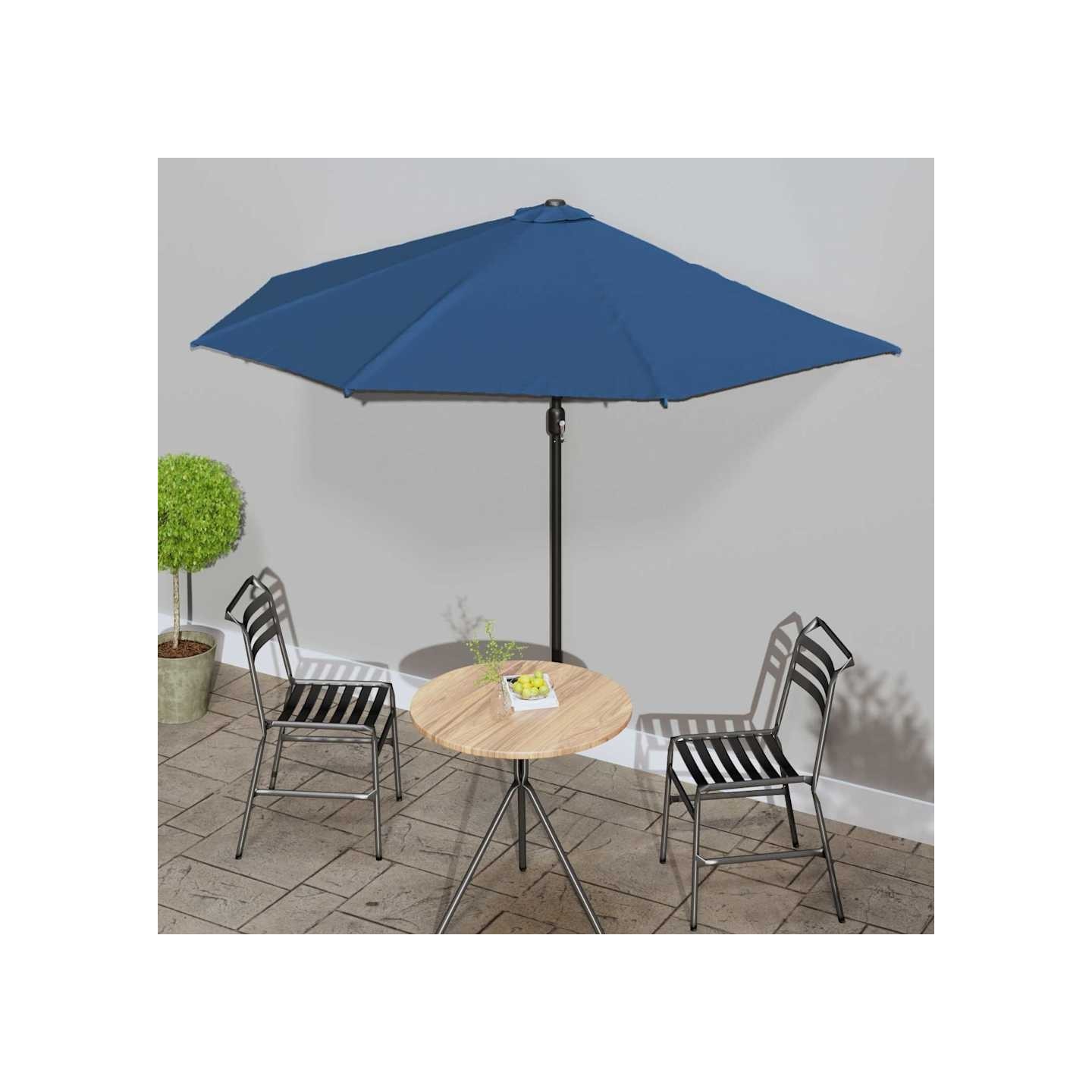 Parasol de balcon avec mât en aluminium Bleu 300x155x223cm Demi