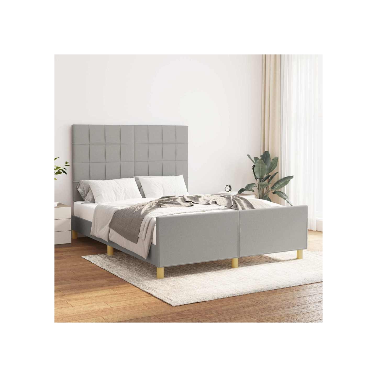 Cadre de lit sans matelas gris clair 140x200 cm tissu