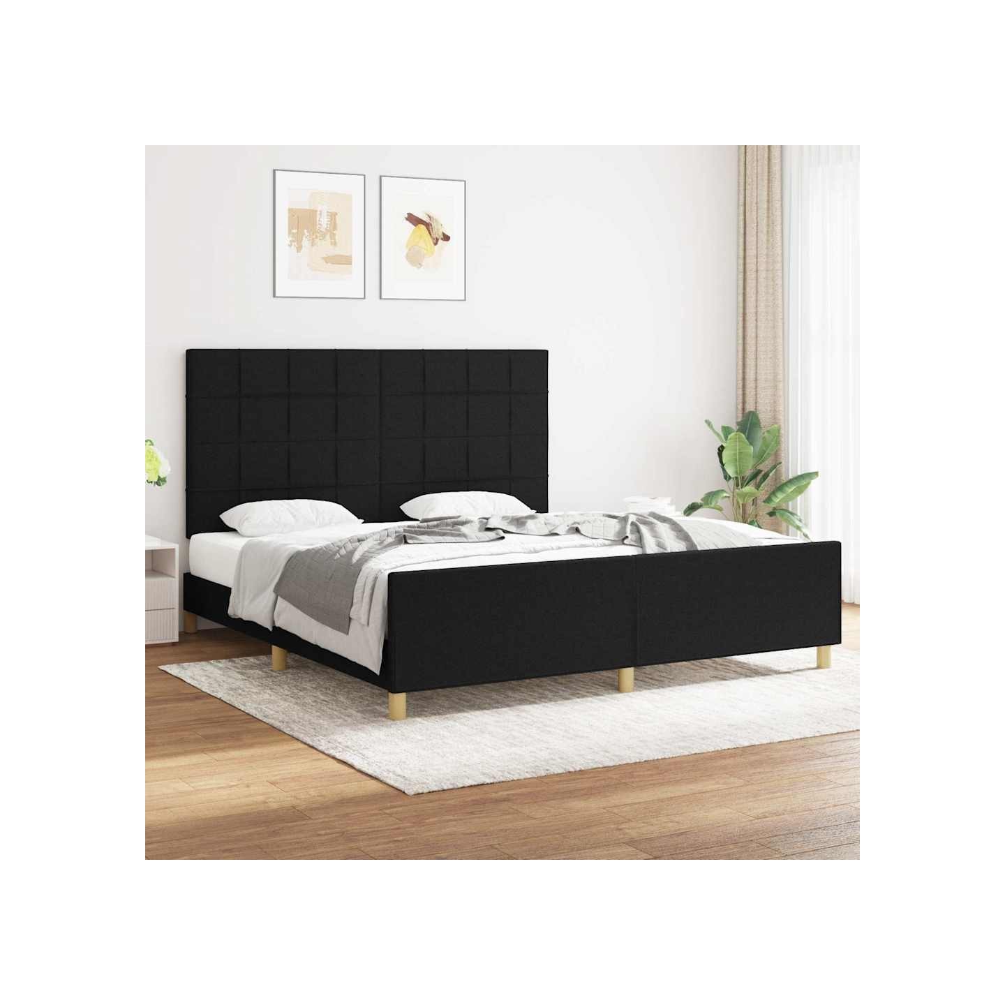 Cadre de lit sans matelas noir 180x200 cm tissu
