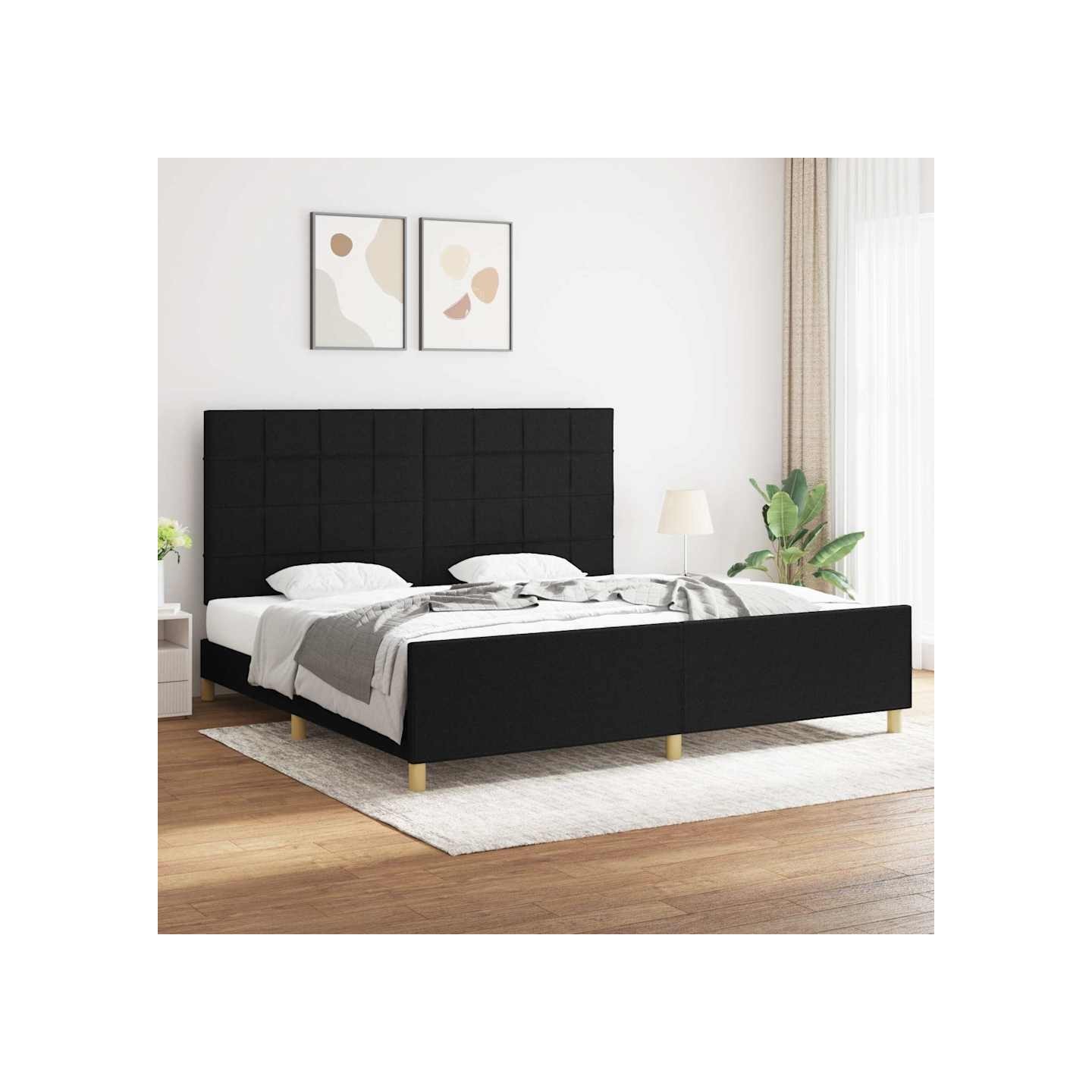 Cadre de lit sans matelas noir 200x200 cm tissu