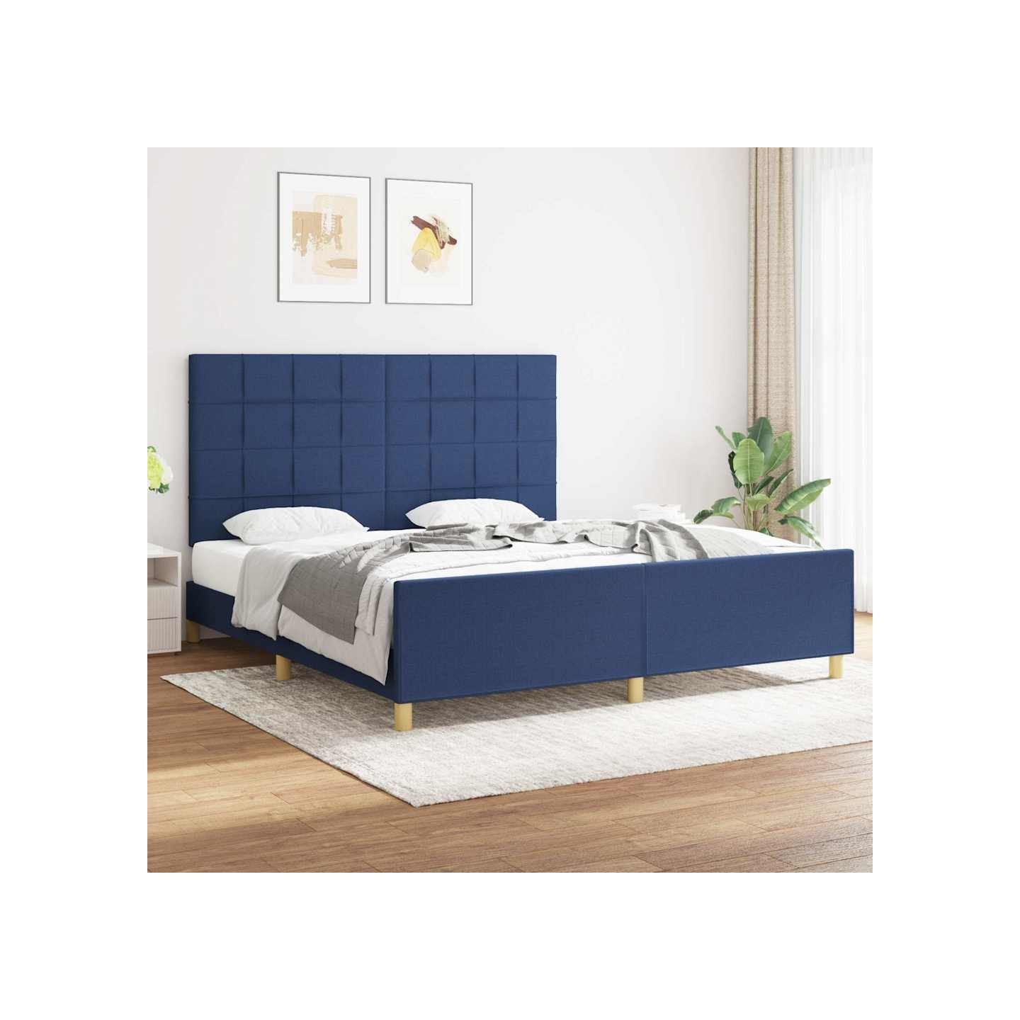 Cadre de lit sans matelas bleu 180x200 cm tissu