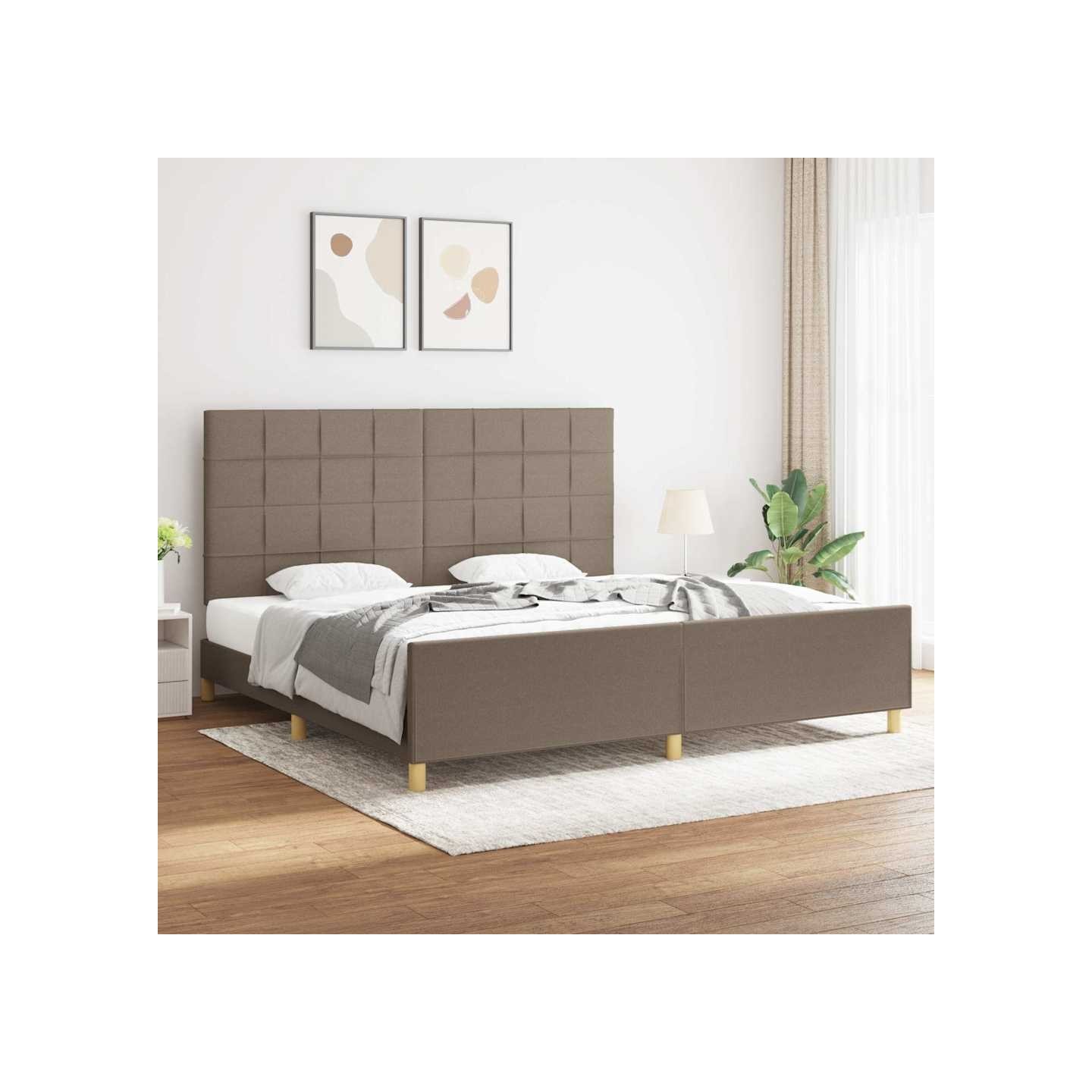 Cadre de lit sans matelas taupe 200x200 cm tissu