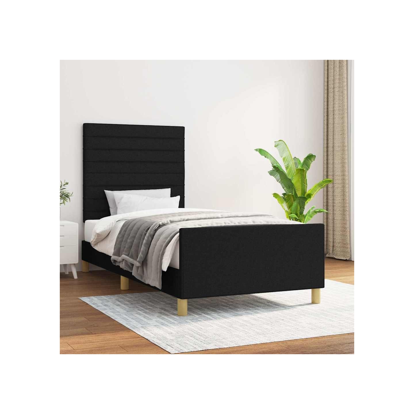 Cadre de lit sans matelas noir 80x200 cm tissu