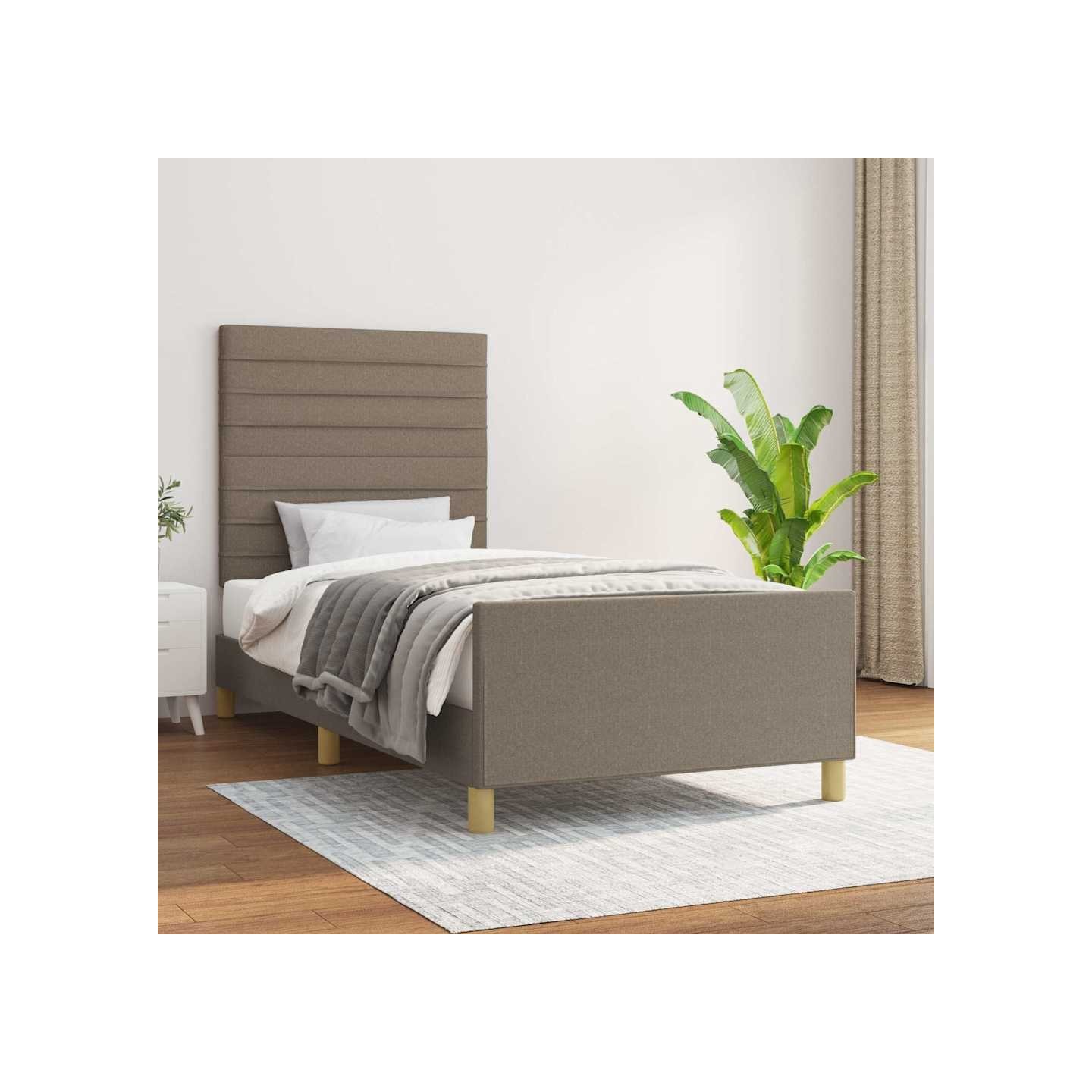 Cadre de lit sans matelas taupe 90x190 cm tissu