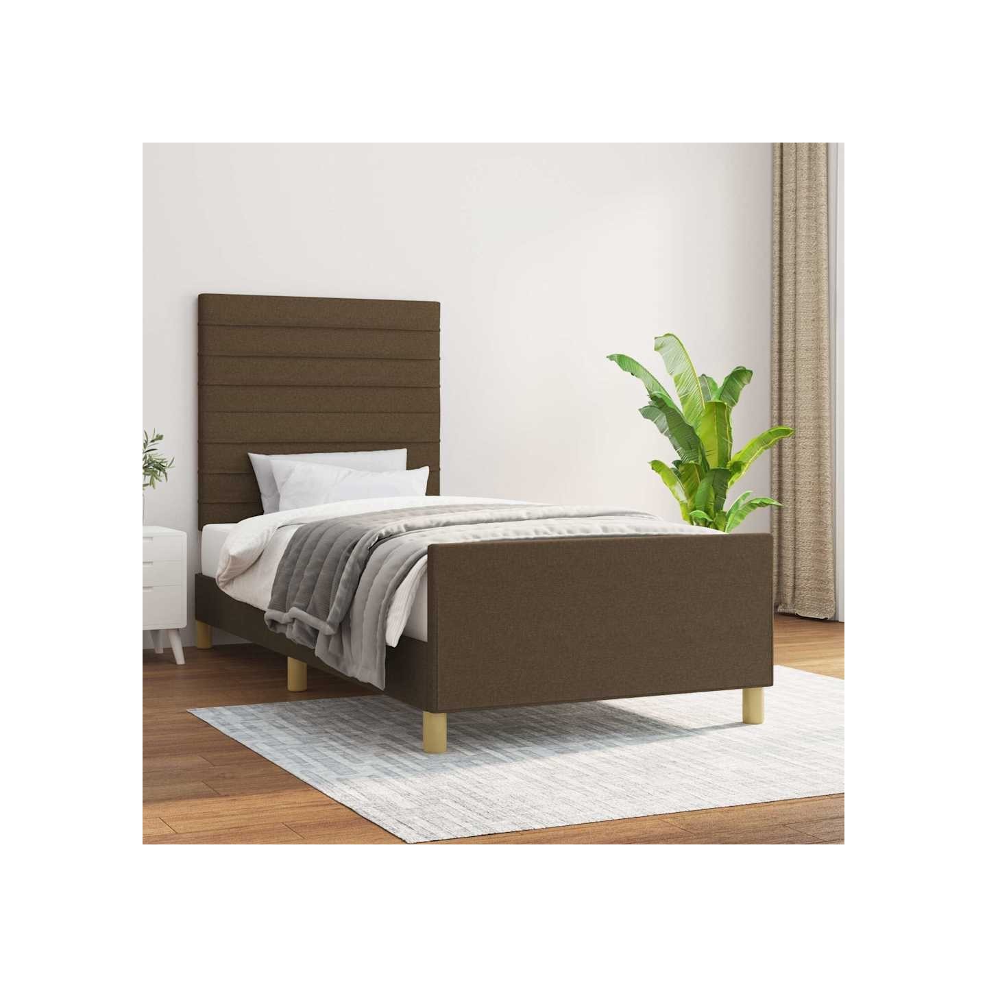Cadre de lit sans matelas marron foncé 80x200 cm tissu