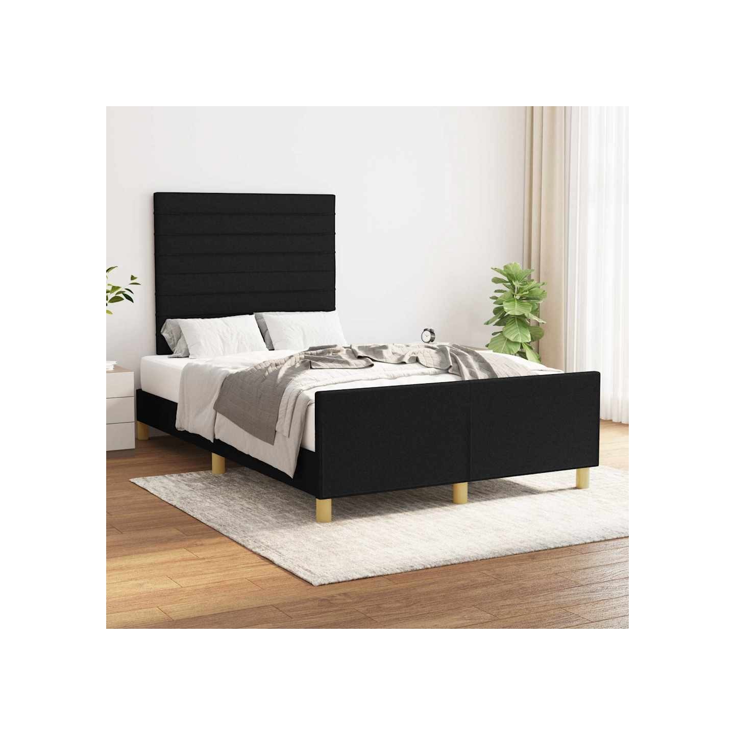 Cadre de lit sans matelas noir 120x200 cm tissu
