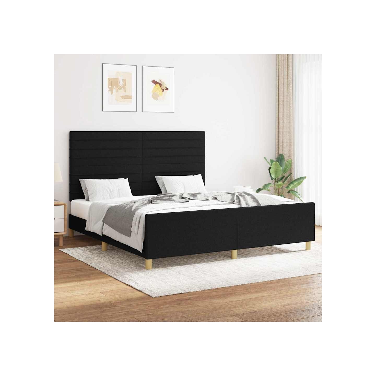 Cadre de lit sans matelas noir 160x200 cm tissu