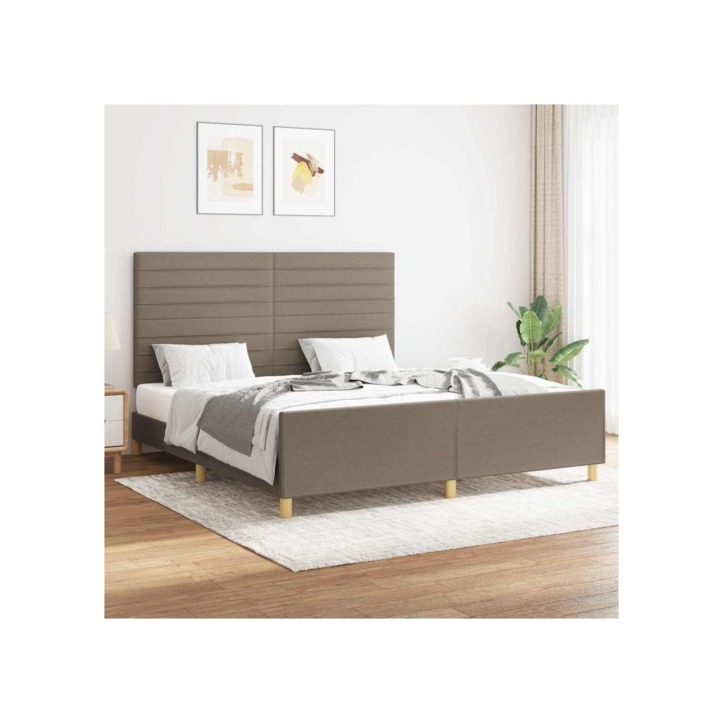 Cadre de lit sans matelas taupe 160x200 cm tissu