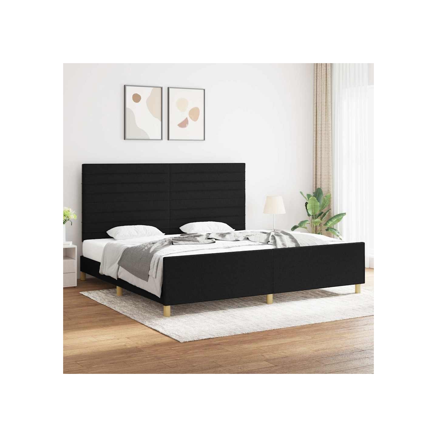 Cadre de lit sans matelas noir 200x200 cm tissu