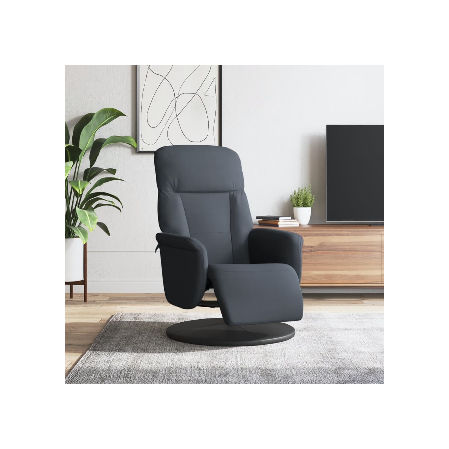 Fauteuil inclinable avec repose-pied gris foncé velours