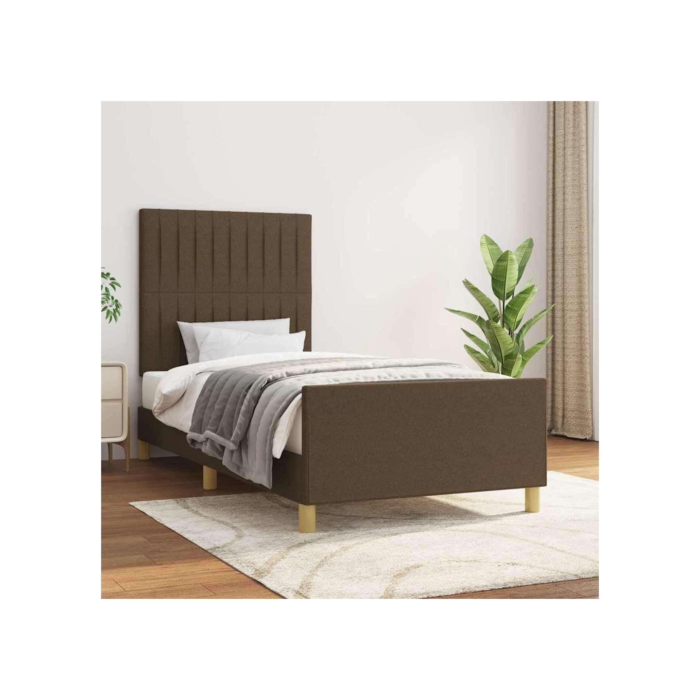 Cadre de lit sans matelas marron foncé 80x200 cm tissu