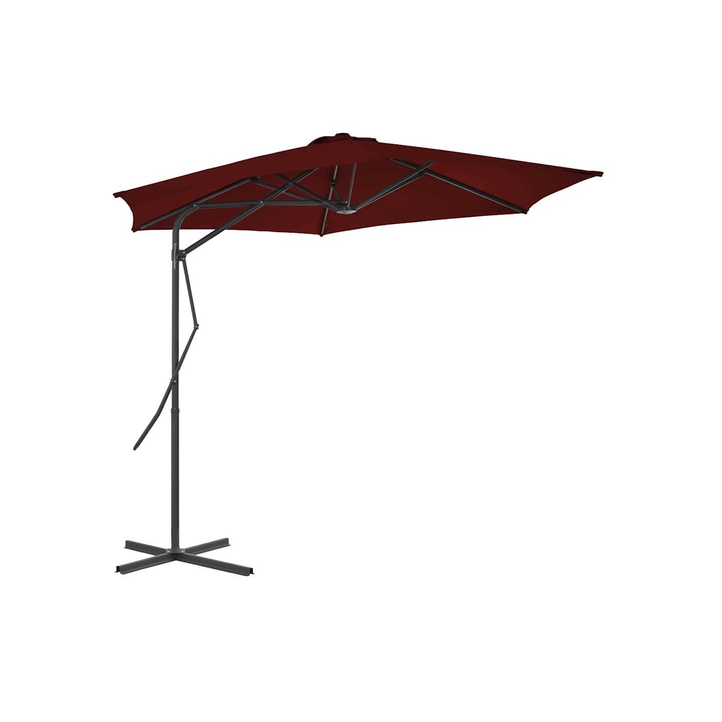 Parasol de jardin avec mât en acier rouge bordeaux 300x230 cm