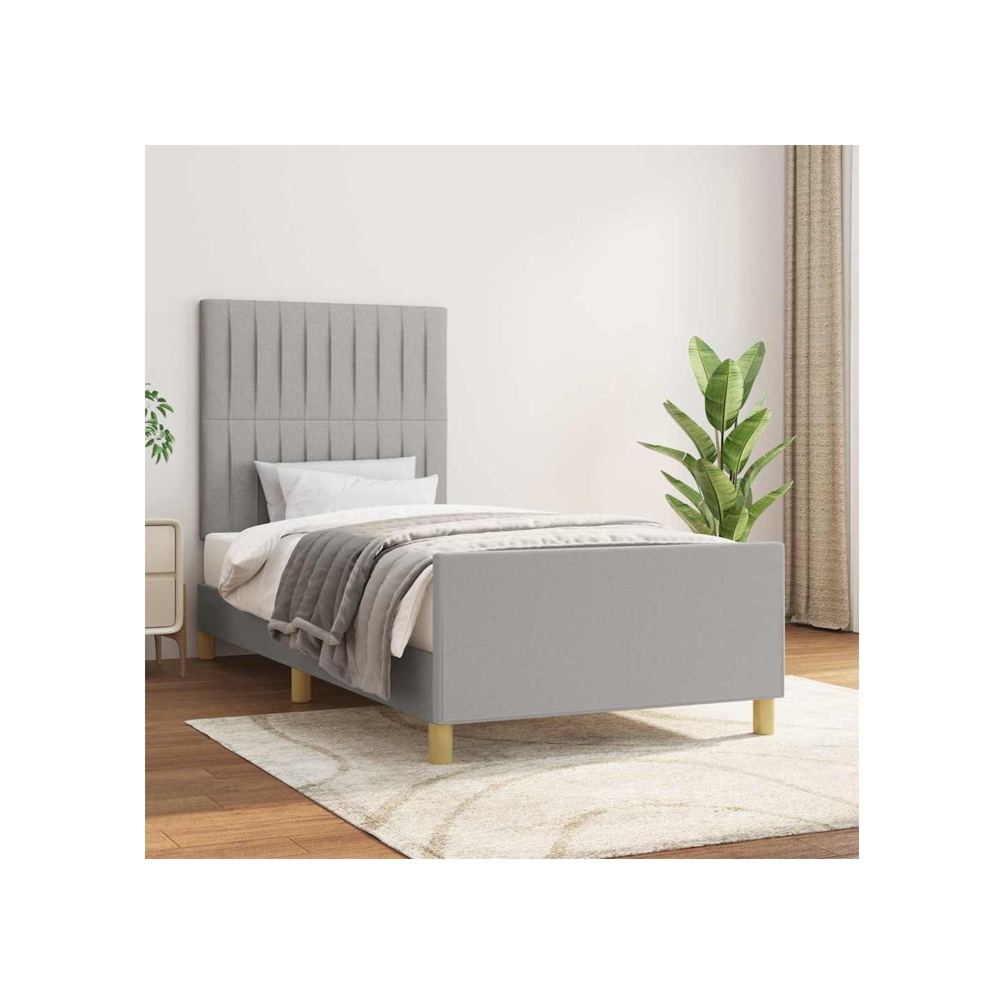 Cadre de lit sans matelas gris clair 90x200 cm tissu