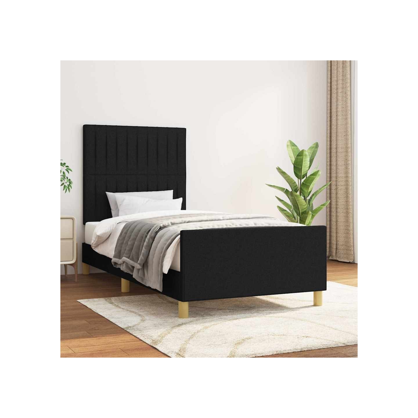 Cadre de lit sans matelas noir 100x200 cm tissu