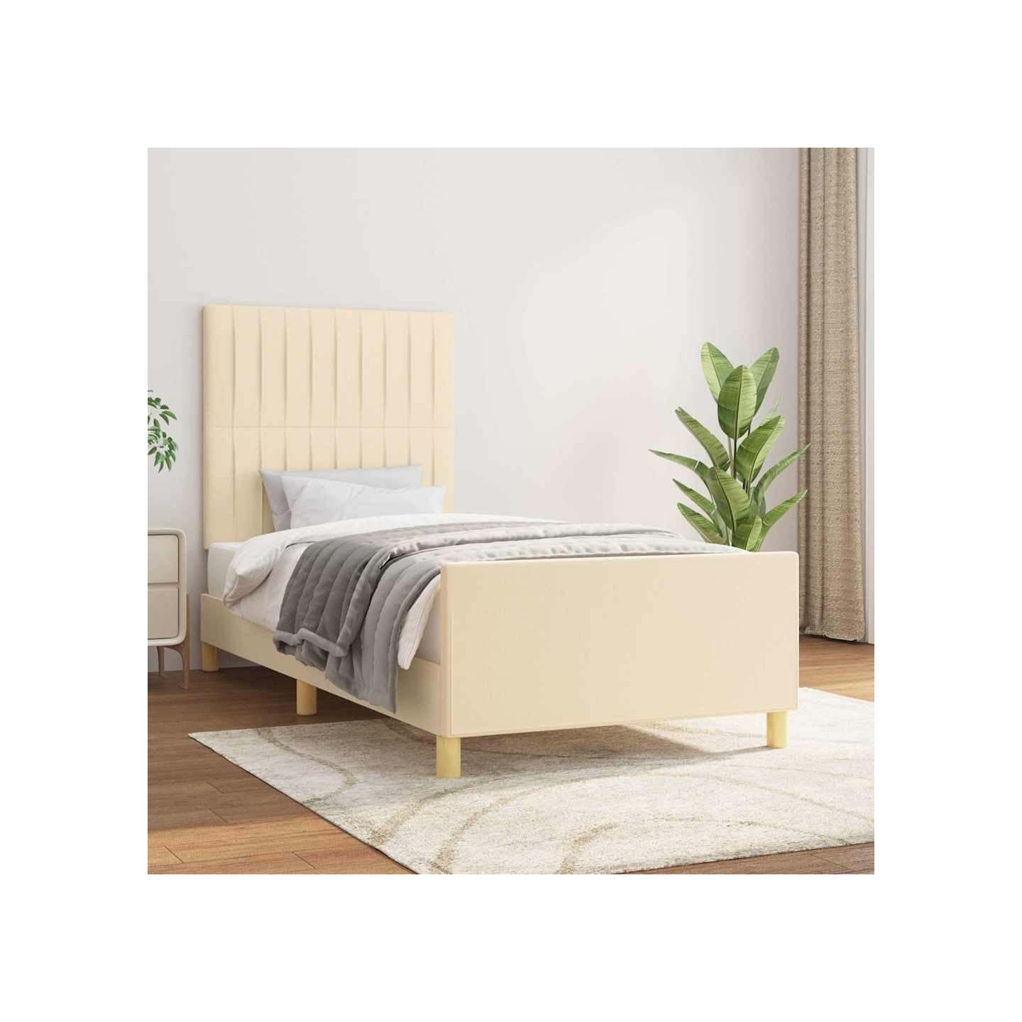 Cadre de lit sans matelas crème 90x200 cm tissu