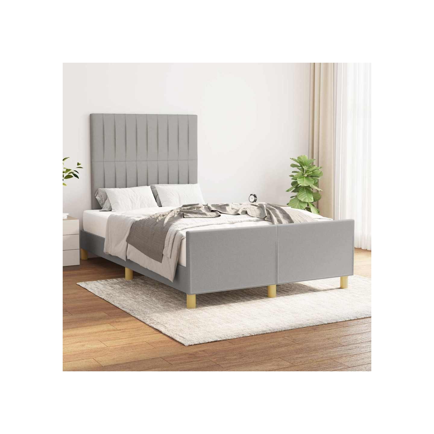 Cadre de lit sans matelas gris clair 120x200 cm tissu