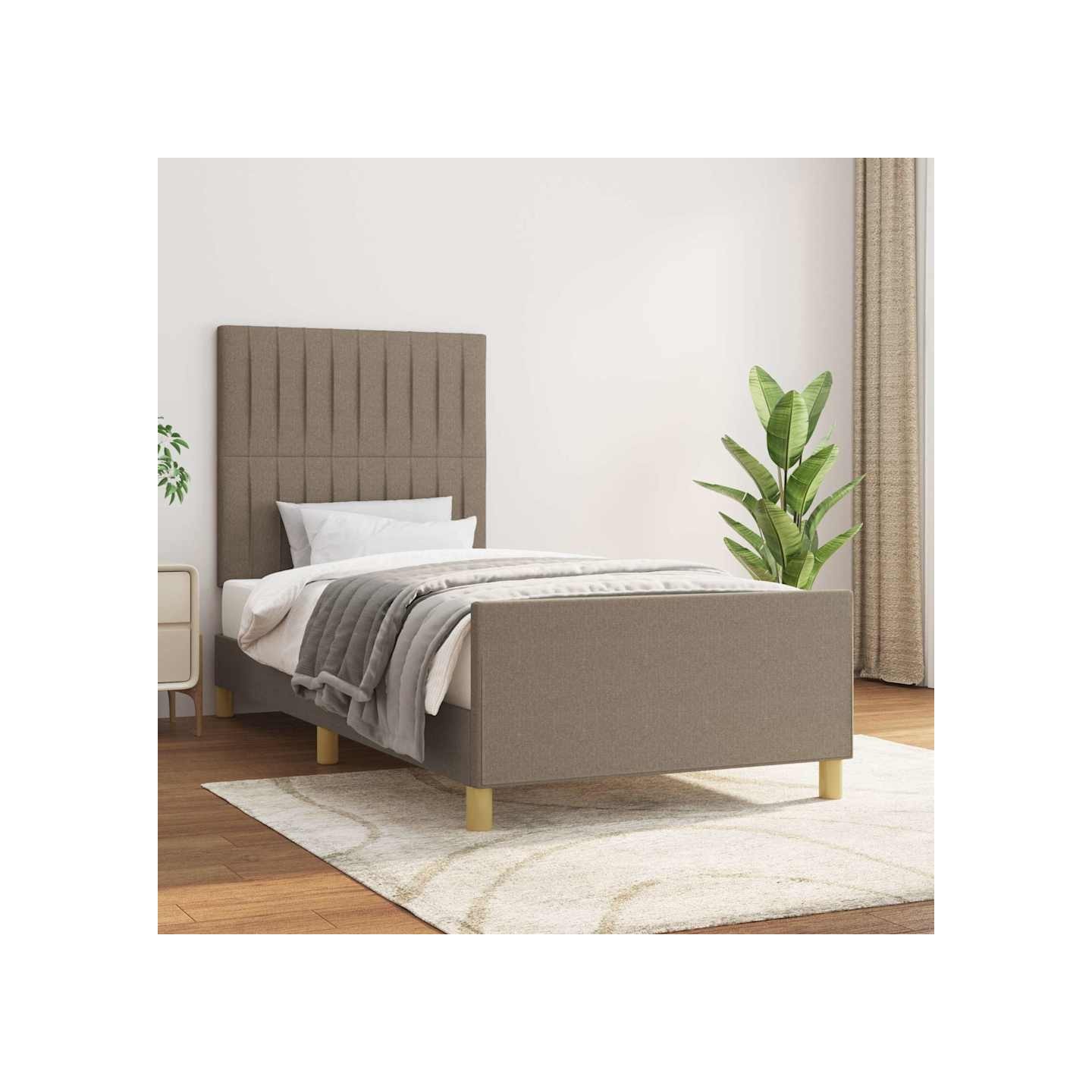 Cadre de lit sans matelas taupe 100x200 cm tissu