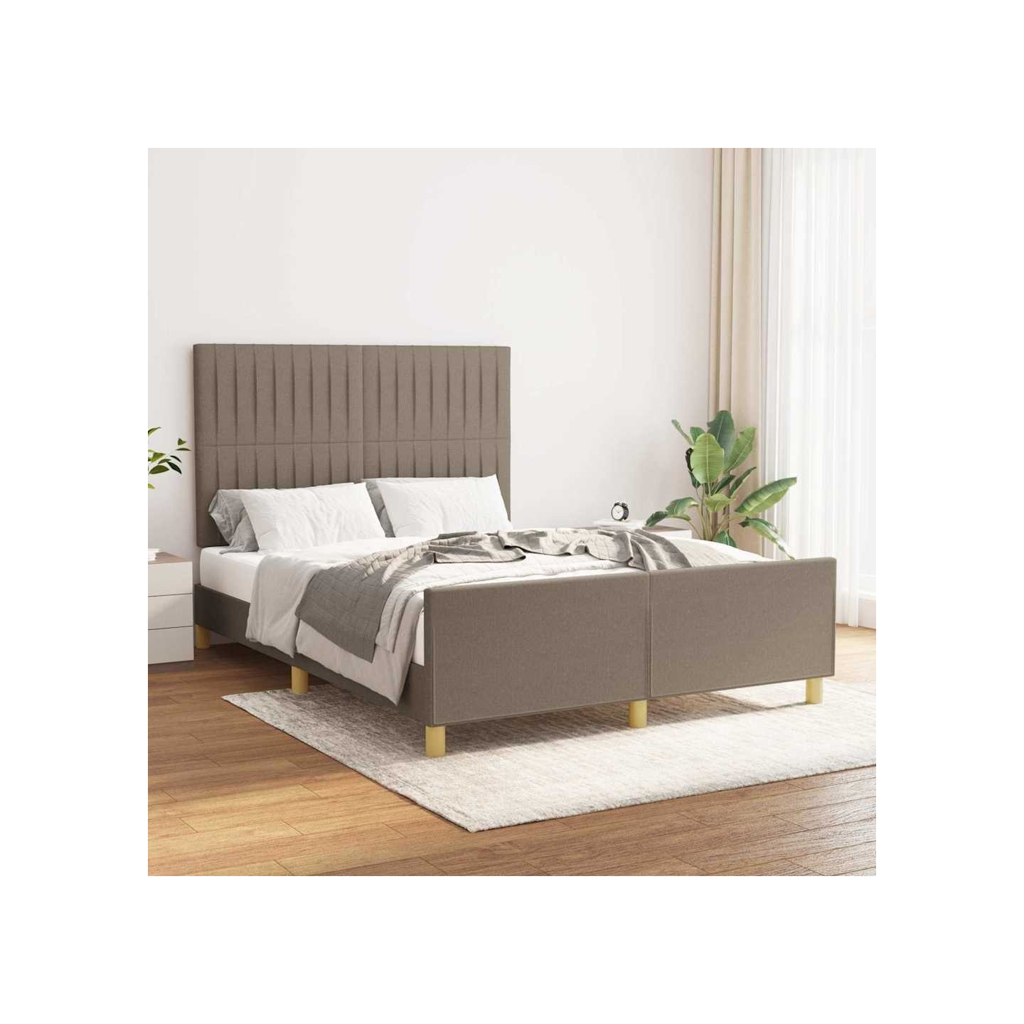 Cadre de lit sans matelas taupe 140x200 cm tissu