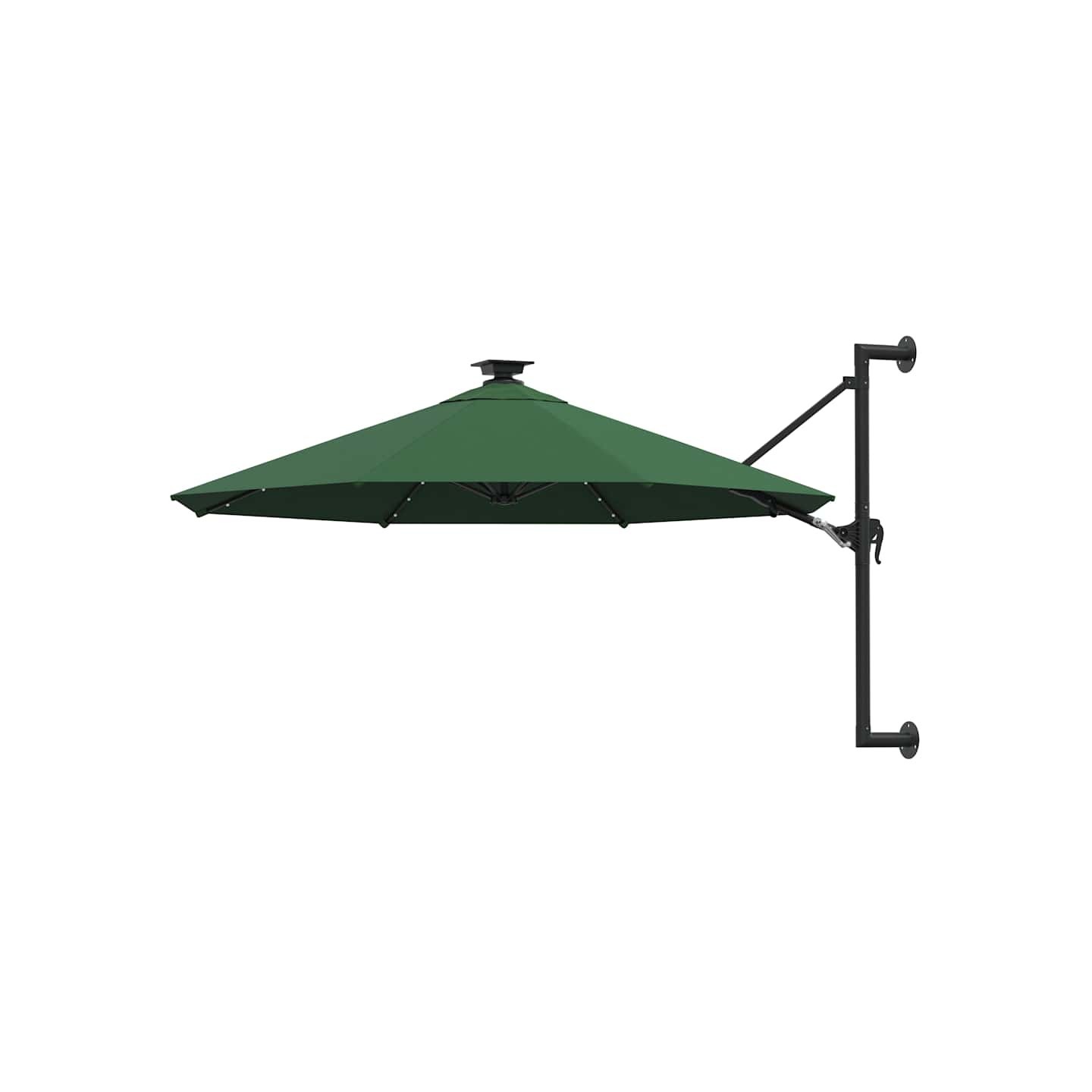 Parasol mural de jardin avec LED 300 cm vert