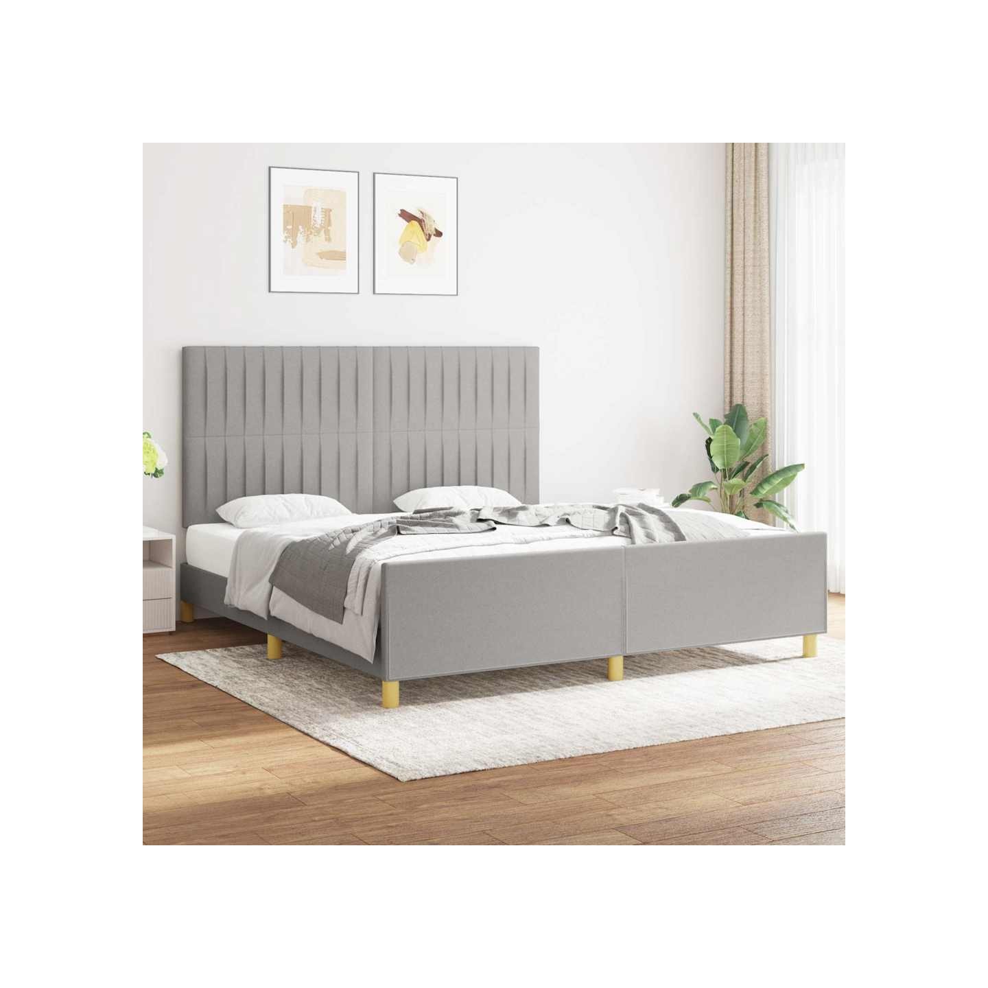 Cadre de lit sans matelas gris clair 180x200 cm tissu