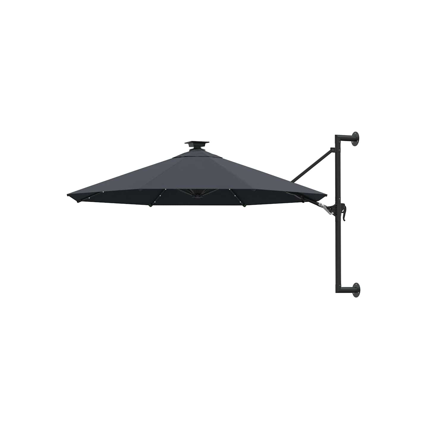 Parasol mural de jardin avec LED 300 cm anthracite