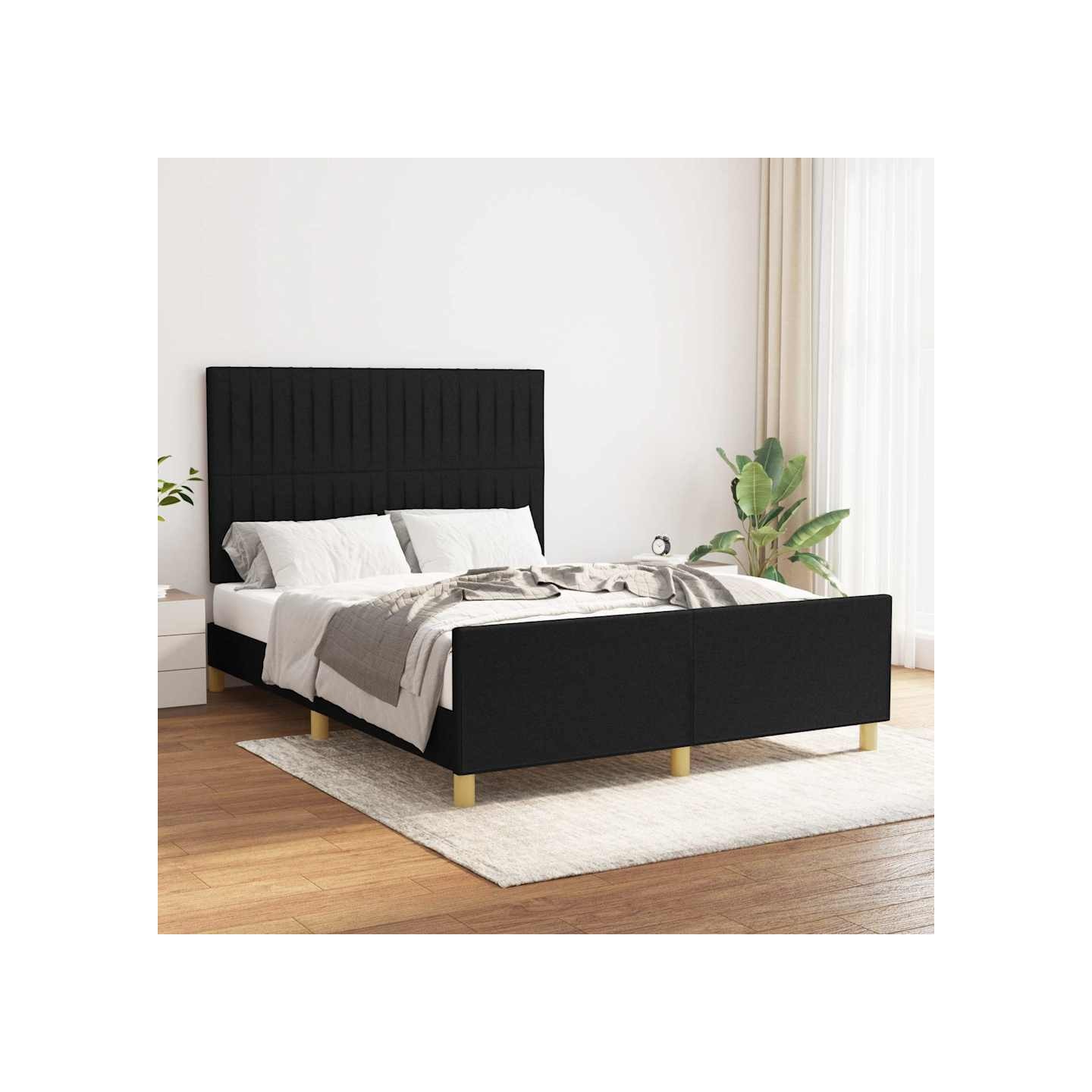 Cadre de lit sans matelas noir 140x200 cm tissu