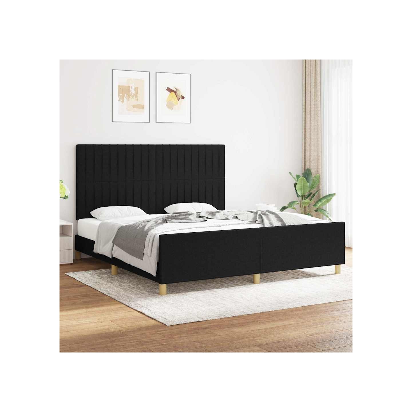 Cadre de lit sans matelas noir 180x200 cm tissu