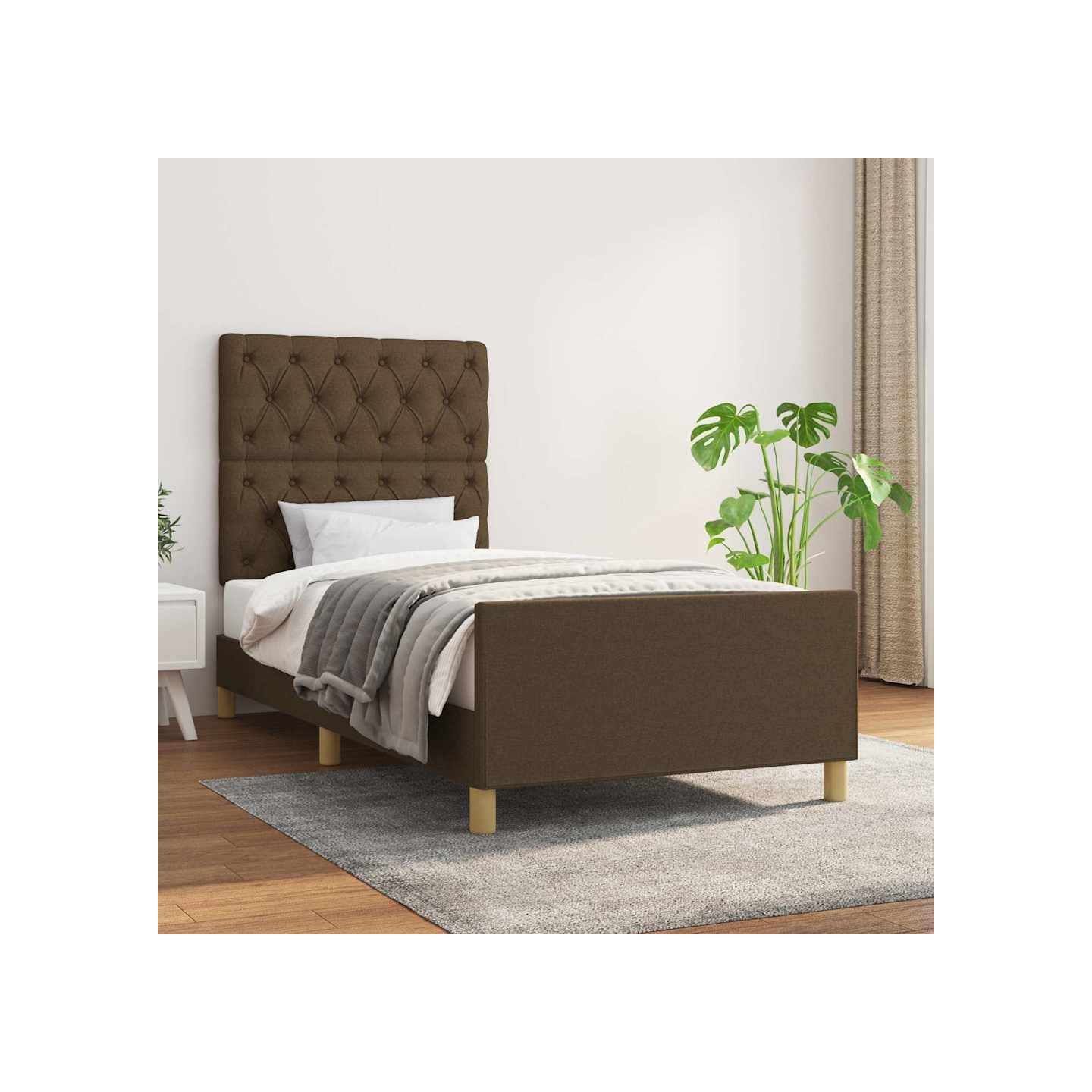 Cadre de lit sans matelas marron foncé 80x200 cm tissu