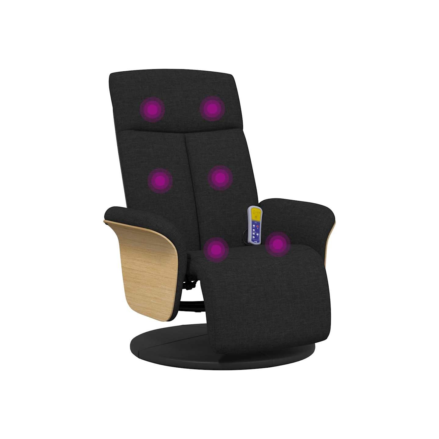 Fauteuil inclinable de massage avec repose-pieds noir tissu