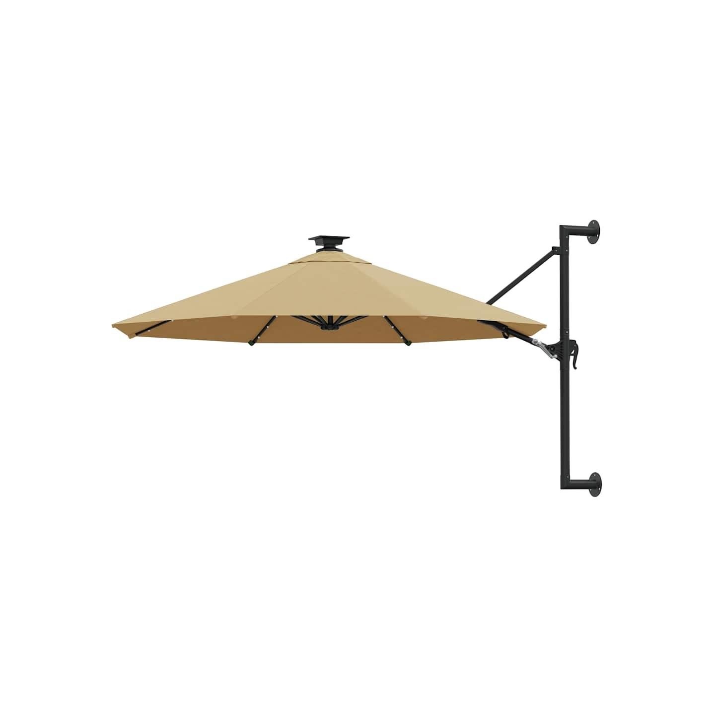 Parasol mural de jardin avec LED 300 cm taupe