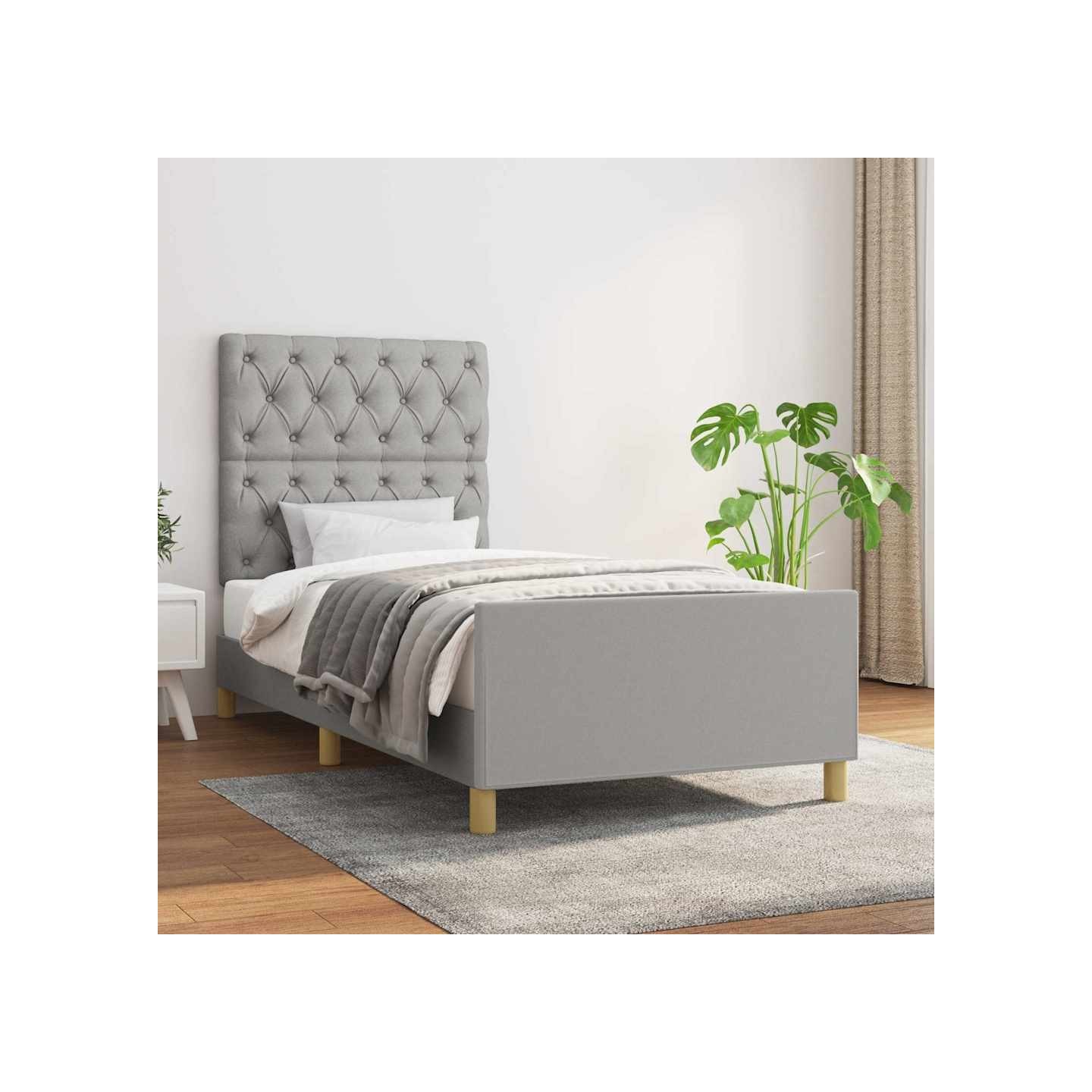 Cadre de lit sans matelas gris clair 80x200 cm tissu
