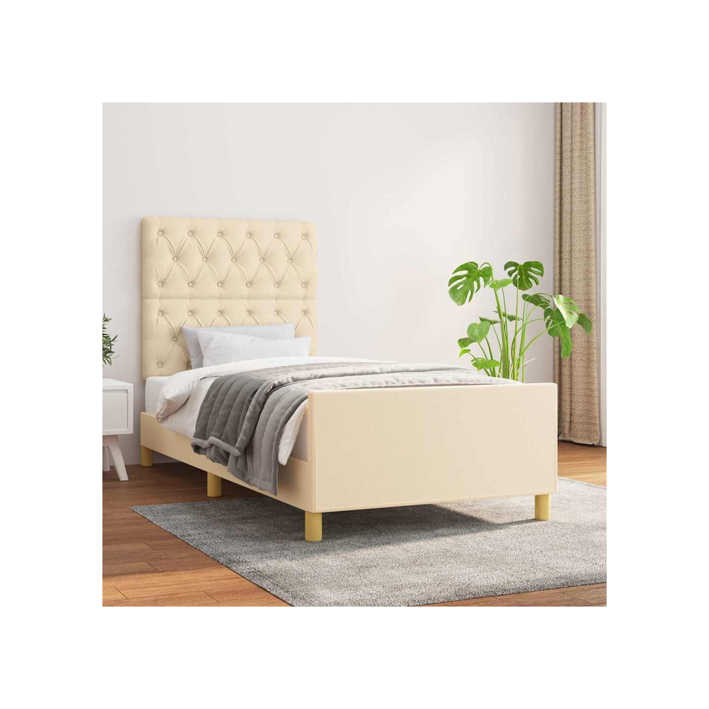Cadre de lit sans matelas crème 80x200 cm tissu