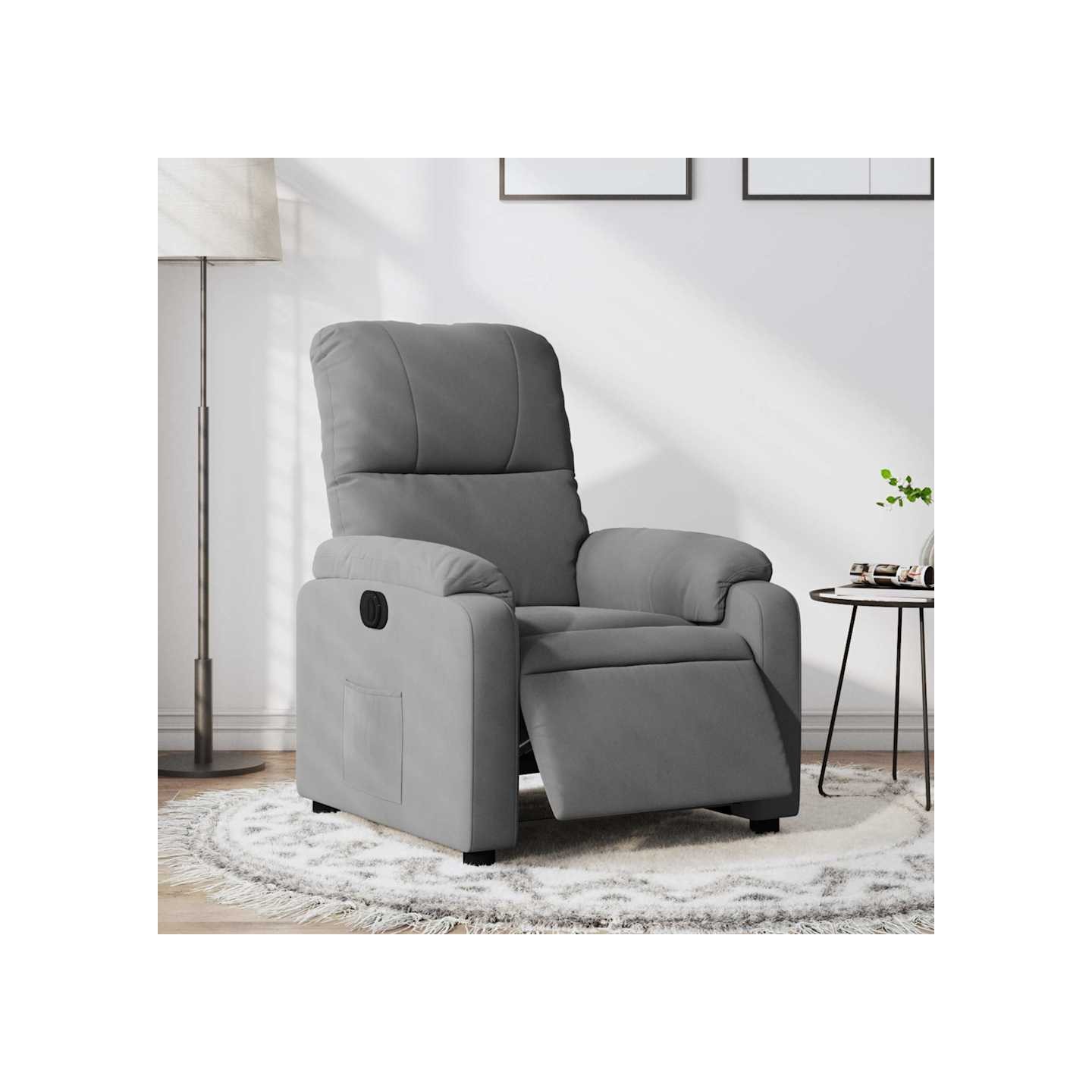 Fauteuil inclinable électrique gris foncé tissu microfibre