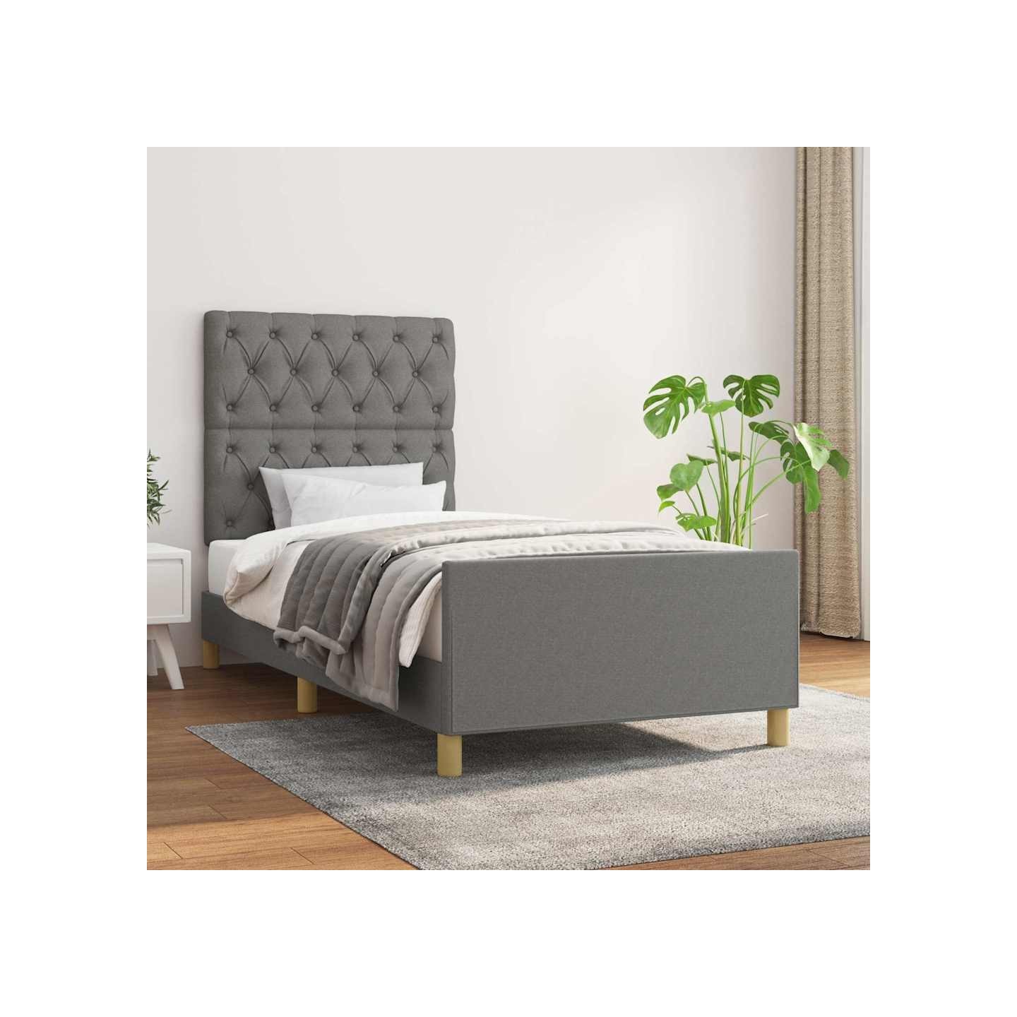 Cadre de lit sans matelas gris foncé 80x200 cm tissu