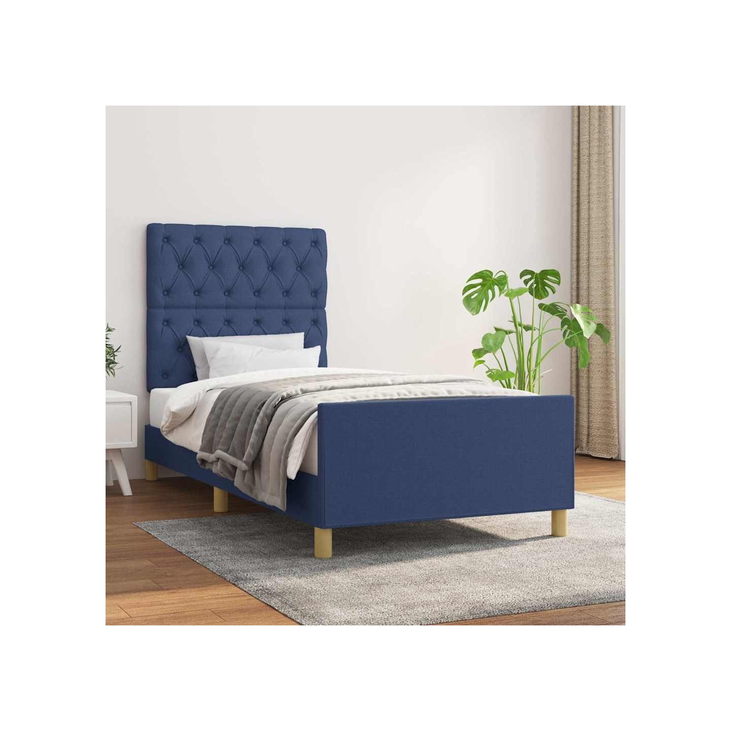 Cadre de lit sans matelas bleu 80x200 cm tissu