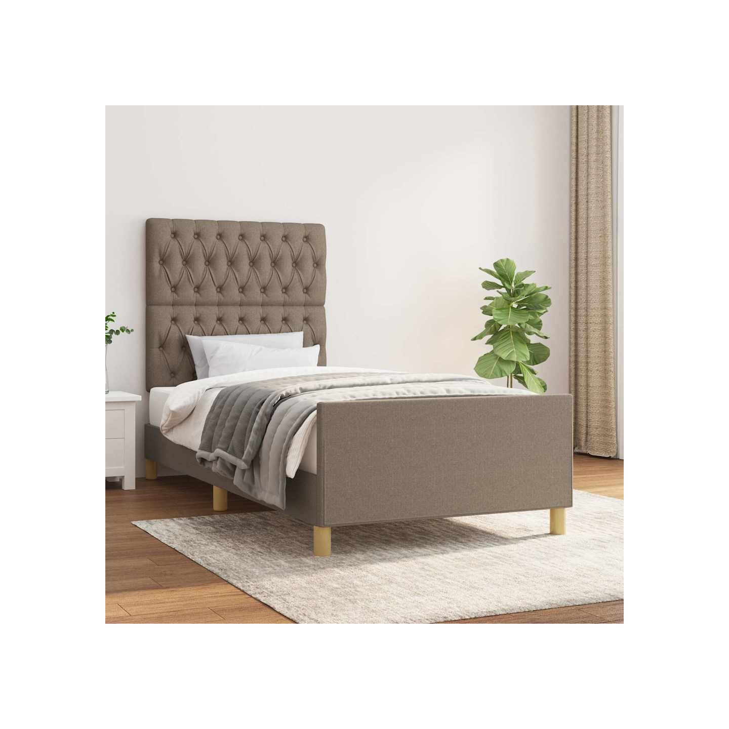 Cadre de lit sans matelas taupe 90x190 cm tissu